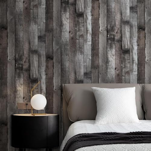 Yun-aeon Natural Wood-Dark Grey Contact Paper Peel and Stick Wallpaper - Image 2