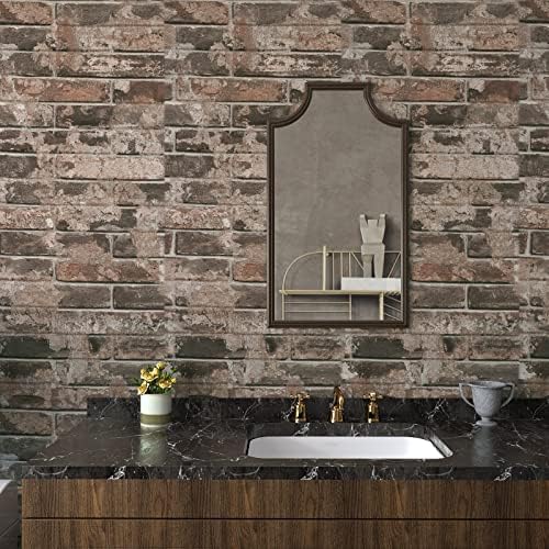 VaryPaper Vintage Brown Brick Wallpaper Peel and Stick 15.7''x315'' Textured - Image 6
