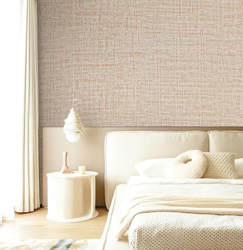 Guvana Grasscloth Peel and Stick Wallpaper Beige Textured Contact Paper Modern - Image 4