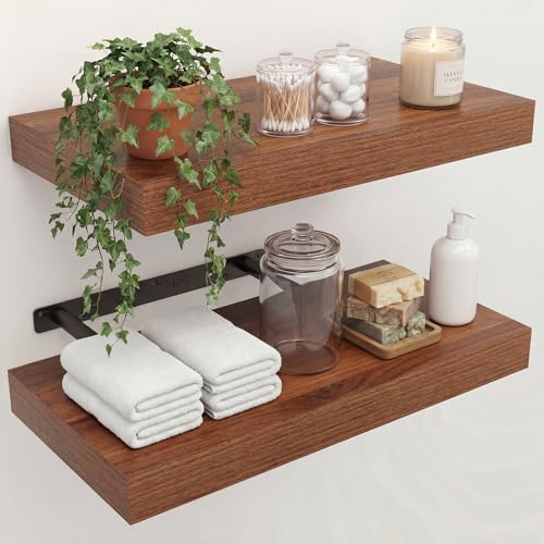 16 in Floating Shelves for Wall Decor Color Walnut, Pack 2 by Unknown