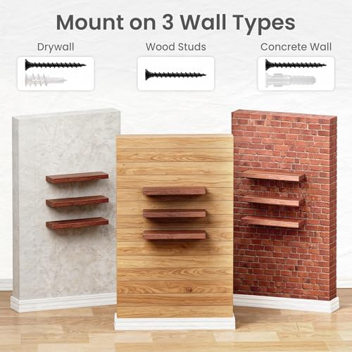 16 in Floating Shelves for Wall Decor Color Walnut, Pack 2 - Image 5