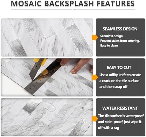 STICKGOO 20 Sheets Peel and Stick Backsplash Tile, Stick on Backsplash - Image 4