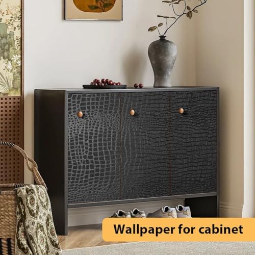 Arthome 17"×240" Black Crocodile Peel and Stick Wallpaper, Charcoal Black - Image 5