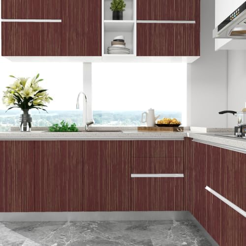 Grasscloth Peel and Stick Wallpaper Dark Red Textured Contact Paper - Image 2