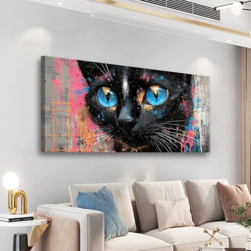 Black Cat Canvas Wall Art Animal Wall Decor Modern Street Art Perfect - Image 6