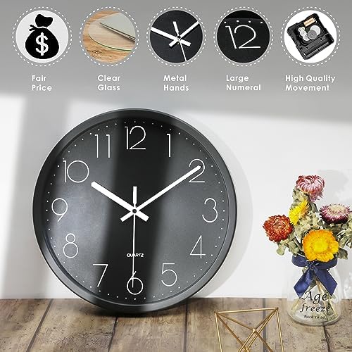 Plumeet 10'' Wall Clock, Bedroom Wall Clocks Battery Operated, Silent Quartz - Image 4