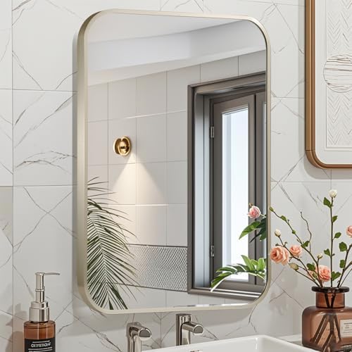 26x38 Inch Brushed Nickel Bathroom Mirror, Framed Rectangle Mirror - Image 2