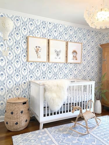 Orainege Floral Peel and Stick Wallpaper Blue Floral Contact Paper - Image 3
