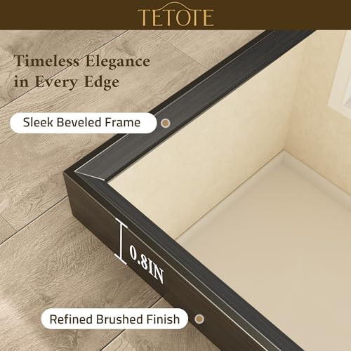 TETOTE Black Framed Mirror for Bathroom Vanity 40" x 30" Matte Black Rectangle - Image 3