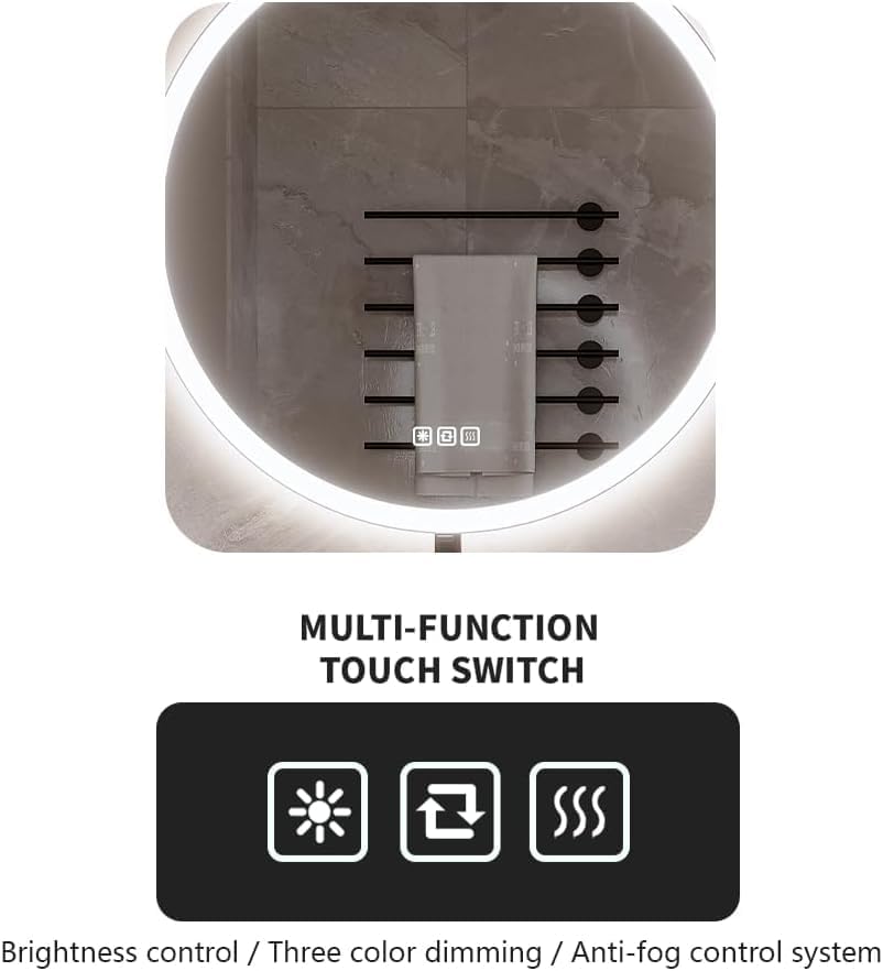 FLJ 24X24 inches Round LED Bathroom Mirror - Image 4