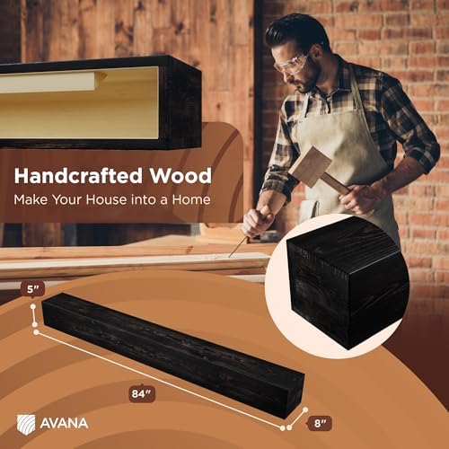 Avana Rustic Fireplace Mantle Shelf 84 Inches - Image 2