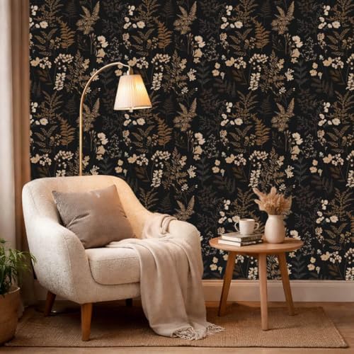 Moody Dark Vintage Floral Peel and Stick Wallpaper 17.7"x124" - Image 5
