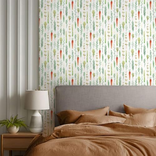 REDAMANCY Cute Watercolor Carrots Vegetable Modern White Art Peel and Stick - Image 6