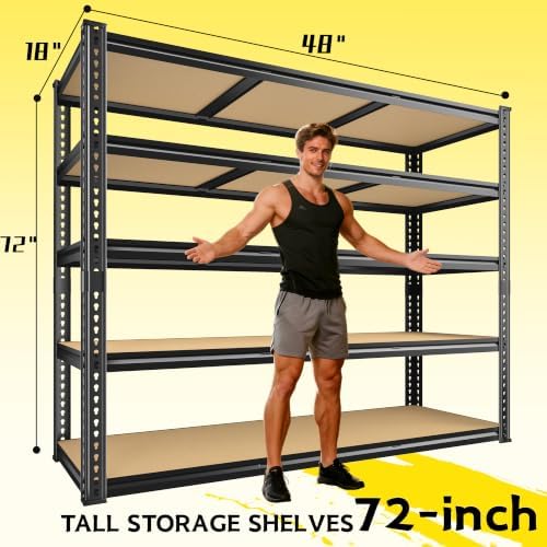 ROOMFAVE 48" W Garage Shelving Heavy Duty 2800LBS, 5 Tier, Industrial - Image 2