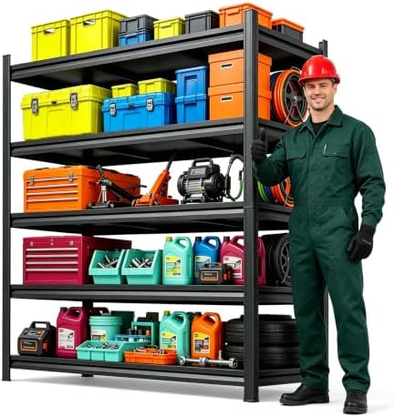 Heavy Duty Garage Shelving 5 Tier Adjustable Metal Storage Rack by BEESTMUEBLE