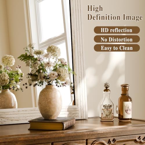 Rectangular Wall Mirror 36" x 24", Solid Wood Frame Bathroom Mirror - Image 5