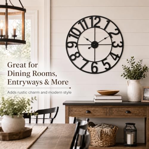 deerlove Large Wall Clock 30 Inch, Arabic Numerals, Distressed Look - Image 6