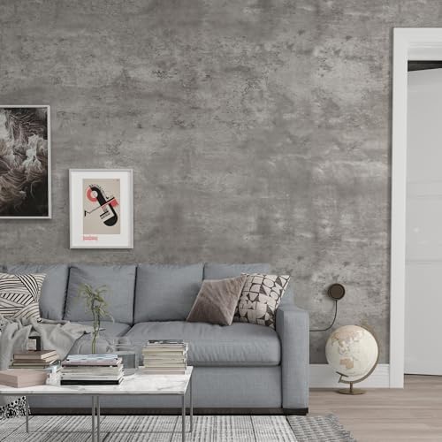 3yecao 16"×1181" 3D Extra Thick Large Size Light Grey Concrete Wallpaper Peel - Image 4