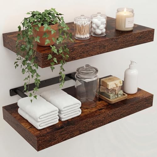 16 in Floating Shelves for Wall Decor Color Brown, Pack 2 by Unknown