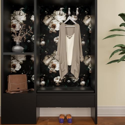 Laatse Dark Black Floral Wallpaper Peel and Stick 17.5" × 787" - Image 2