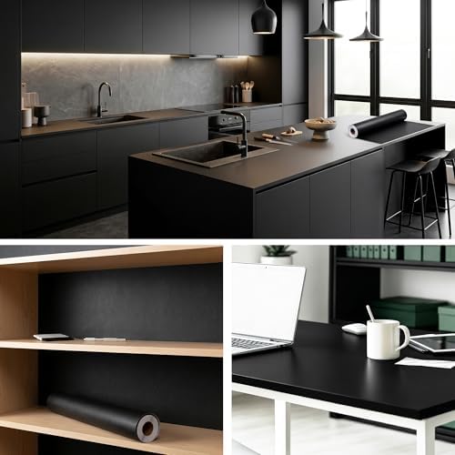FUKU MON 24"x786" Black Wallpaper Peel and Stick Black Contact Paper Matte - Image 5