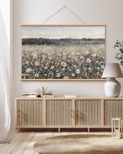 VIYYIEA Extra Large Canvas Wall Art, 36x54 Inch Vintage Wildflower Landscape - Image 3