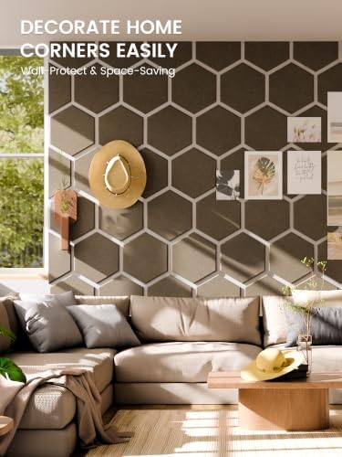 Fluxynara 12-Pack Hexagon Felt Bulletin Board Tiles, Earth Brown - Image 4