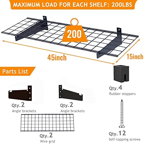 Wallmaster 15x45 Garage Wall Mount Shelves Heavy Duty Storage Shelves - Image 4
