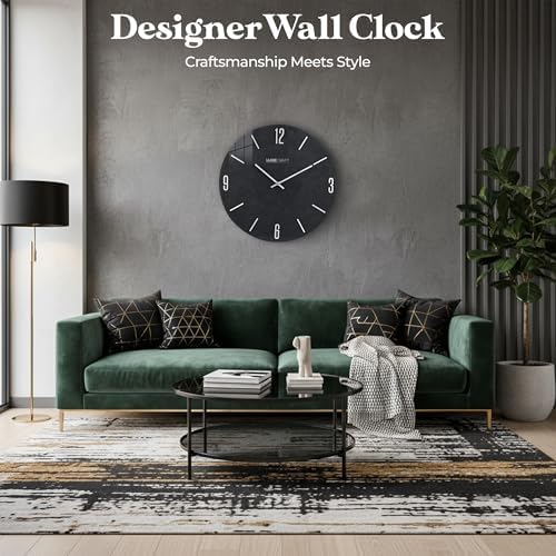 16 Inch Silent Non-Ticking Modern 3D Wall Clock Charcoal Grove, Glass Face - Image 2