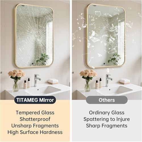 Gold Bathroom Mirror for Over Sink, Modern Decorative Vanity Mirror for Living - Image 4