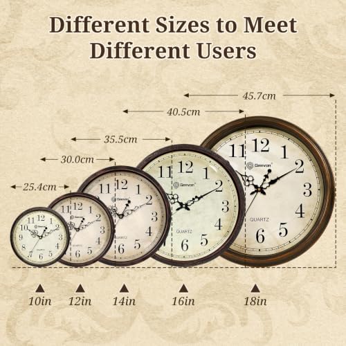 Geevon Vintage Brown Wall Clock Silent Non Ticking 18 in Quality Quartz Battery - Image 4