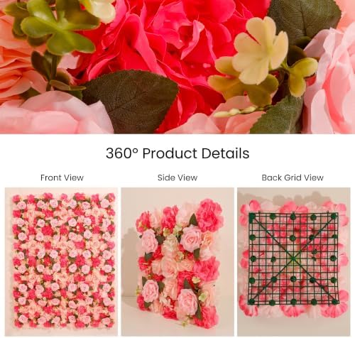 Flower Wall Backdrop 12 Panels 16.5x16.5 Inch Dark & Light Pink - Image 6