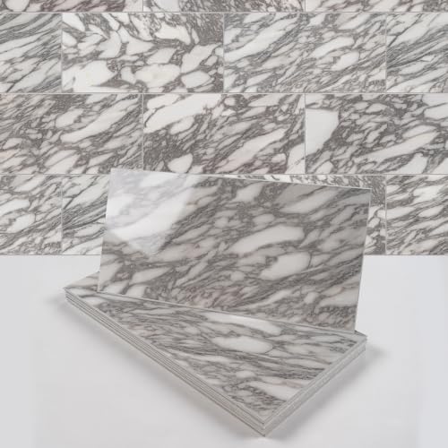 20-Piece Calacatta White Marble Peel and Stick Backsplash Wall Tiles, Laundry by V-MOZZA