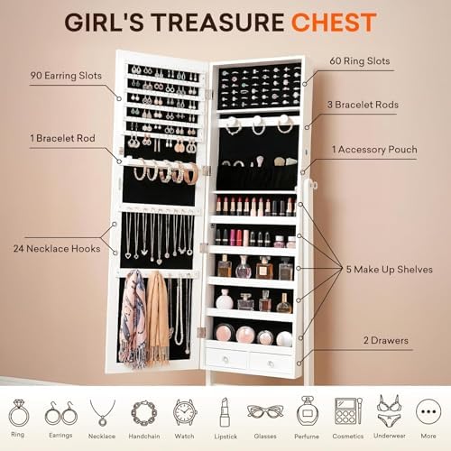 Antok 61" Full Length Mirror Jewelry Cabinet - Image 5