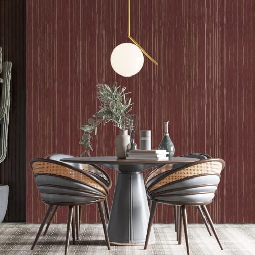 Grasscloth Peel and Stick Wallpaper Dark Red Textured Contact Paper - Image 5