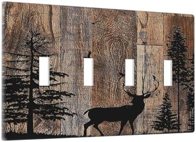 Light Switch Covers Rustic Forest Antler Elk Deer Silhouettes Animals Wood - Image 2