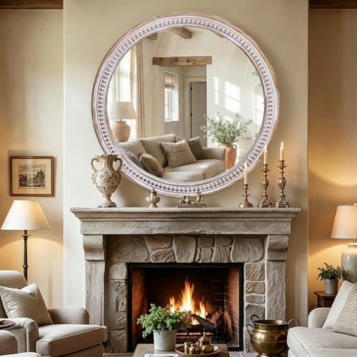 30 Inch Wooden Round Mirror, Farmhouse Mirrors - Image 6