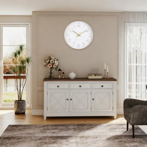 12 Inch Gold Wall Clocks Battery Operated Silent Modern Style Clock Decor - Image 5