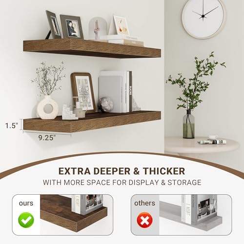 Acovy 24 Inch Floating Shelves, 3D Textured 24"x9.25"x1.5" Inch Deep Floating - Image 4
