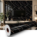 Black Gold Marble Peel and Stick Wallpaper, 23.6 x 118 in by Qorqeous-PeelStickShine