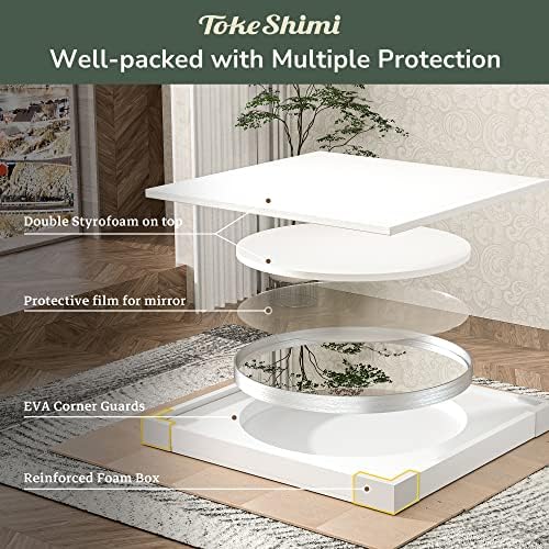 TokeShimi Round Mirror 36 Inch Brushed Silver Round Bathroom Mirror - Image 6