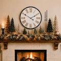 Large 24" Farmhouse Wall Clock, Rustic Wood Round Timepiece by ZLFart