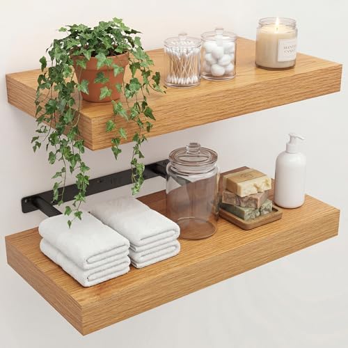 16 in Floating Shelves for Wall Decor Color Oak, Pack 2 by Unknown