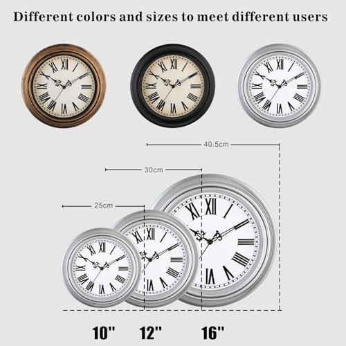Plumeet Small Retro Wall Clock, Roman Numerals, Battery Operated, EM-8050-SL10 - Image 5