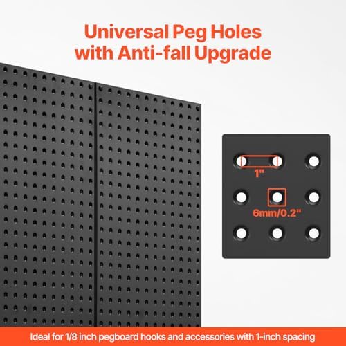VEVOR Metal Pegboard Panels, 3 Panels, Heavy Duty Steel Peg Board Wall Organizer - Image 5