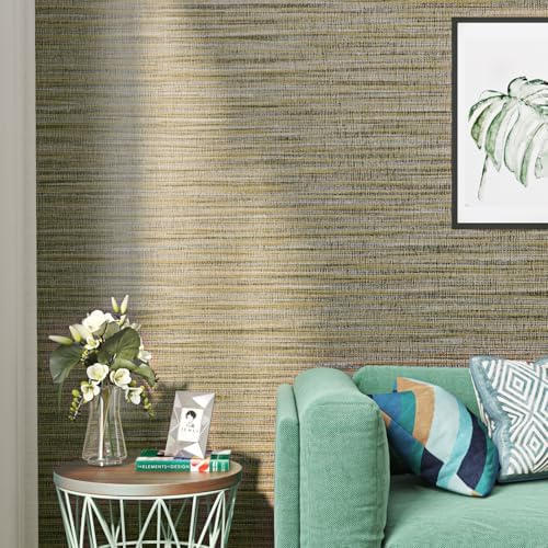 FunStick 24"x200" Grasscloth Peel and Stick Wallpaper Textured Brown Fabric by FunStick
