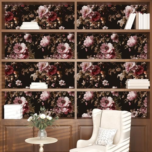 Laatse Dark Floral Brown Wallpaper Peel and Stick17.5 × 393" - Image 4