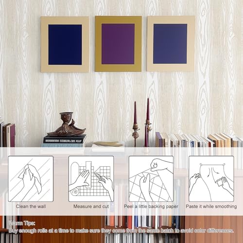White and Gold Wood Contact Paper 17.3"x200" Peel and Stick Wallpaper - Image 3