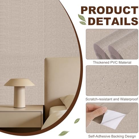 uxcell Grasscloth Linen Textured 60cmx10m/24x394 Thicker Peel Coffee Brown - Image 3