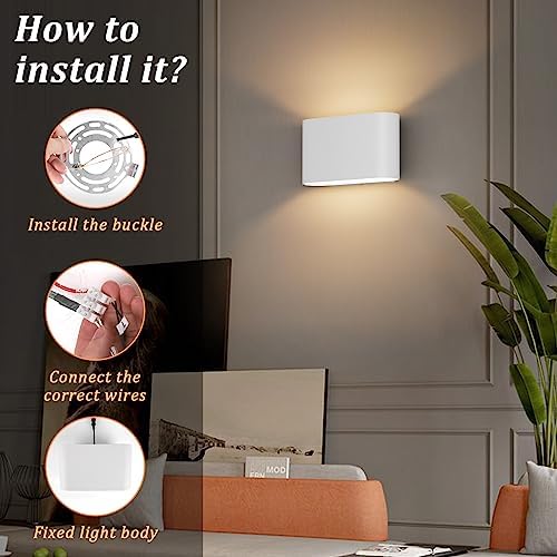 Aipsun Modern LED Wall Sconces Hardwired Interior Wall Lights Set of 2 Indoor - Image 4